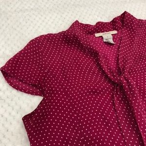 MERONA Pink polka dot button up top